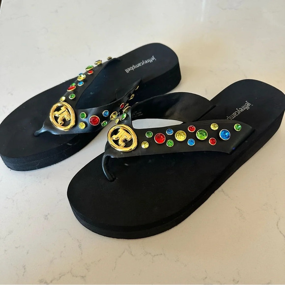 Jeffrey Campbell Iconics Sandals black with multicolored embellishments Size: 10 - Picture 3 of 5